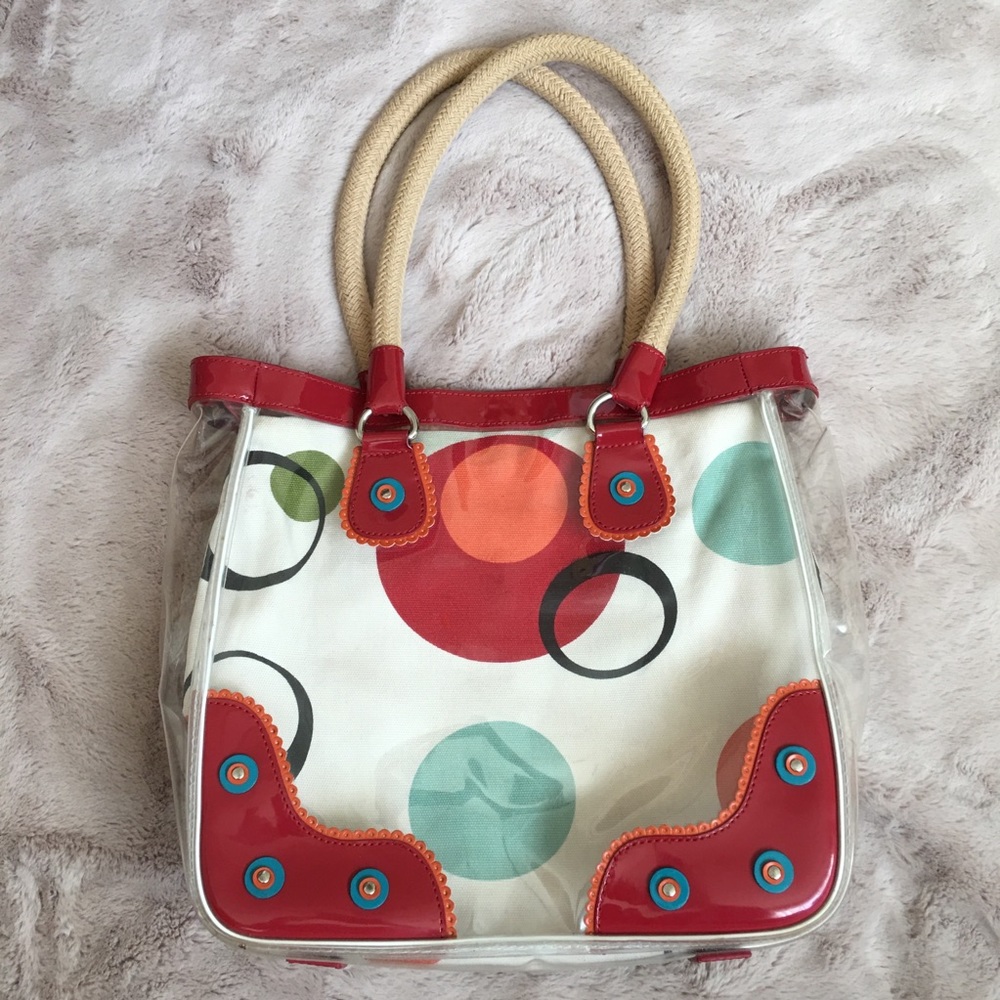Kate Landry Clear PVC Tote Bag Retro Style